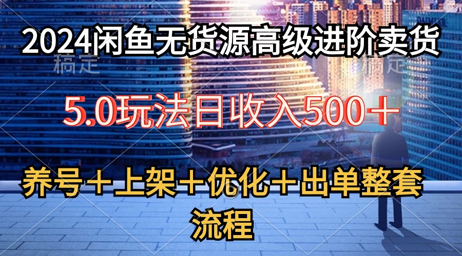 （10332期）2024闲鱼无货源高级进阶卖货5.0，养号＋选品＋上架＋优化＋出单整套流程-占领资源网