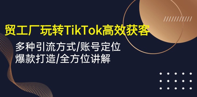 （10302期）外贸工厂玩转TikTok高效获客，多种引流方式/账号定位/爆款打造/全方位讲解-占领资源网