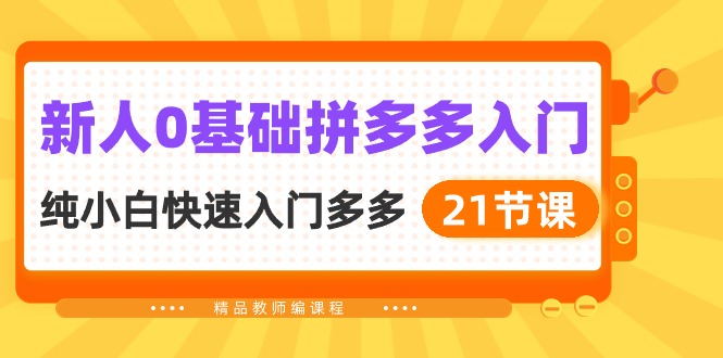 （10299期）新人0基础拼多多入门，​纯小白快速入门多多（21节课）-占领资源网