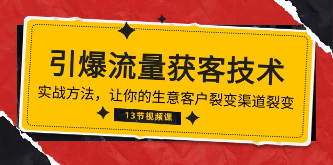 （10276期）《引爆流量 获客技术》实战方法，让你的生意客户裂变渠道裂变（13节）-占领资源网