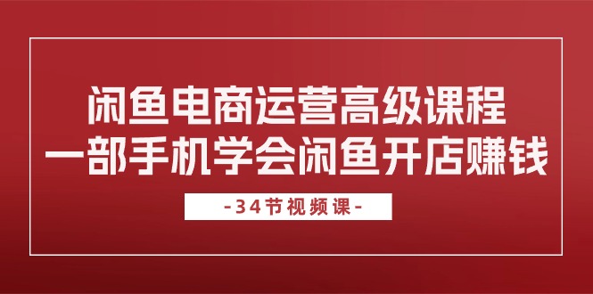 （10686期）闲鱼电商运营高级课程，一部手机学会闲鱼开店赚钱（34节课）-占领资源网