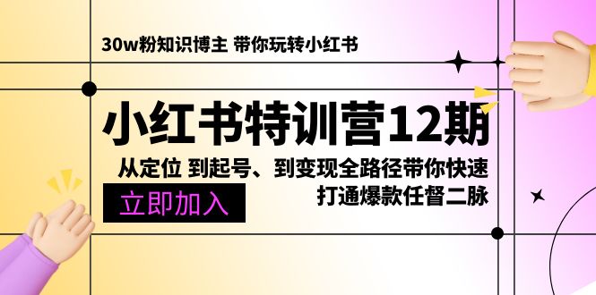 （10666期）小红书特训营12期：从定位 到起号、到变现全路径带你快速打通爆款任督二脉-占领资源网