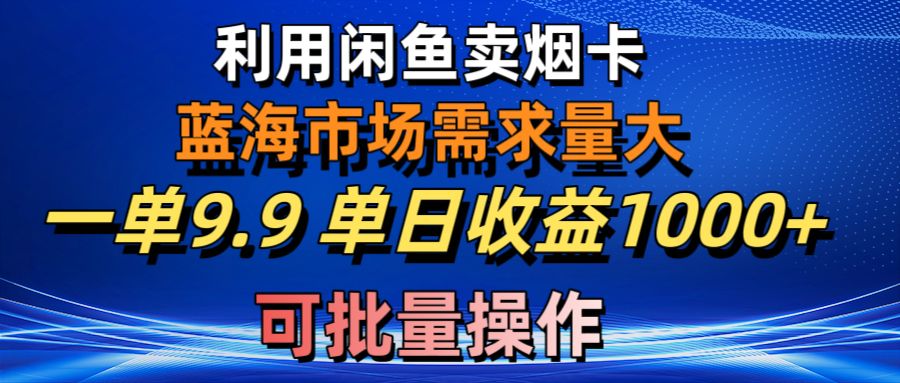 （10579期）利用咸鱼卖烟卡，蓝海市场需求量大，一单9.9单日收益1000+，可批量操作-占领资源网