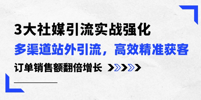 （10563期）3大社媒引流实操强化，多渠道站外引流/高效精准获客/订单销售额翻倍增长-占领资源网