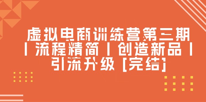 （10960期）虚拟电商训练营第三期丨流程精简丨创造新品丨引流升级 [完结]-占领资源网
