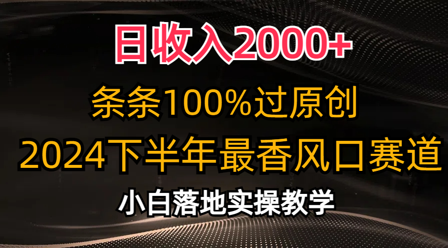 （10951期）日收入2000+，条条100%过原创，2024下半年最香风口赛道，小白轻松上手-占领资源网