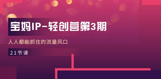 （11042期）宝妈IP-轻创营第3期，人人都能抓住的流量风口（21节课）-占领资源网
