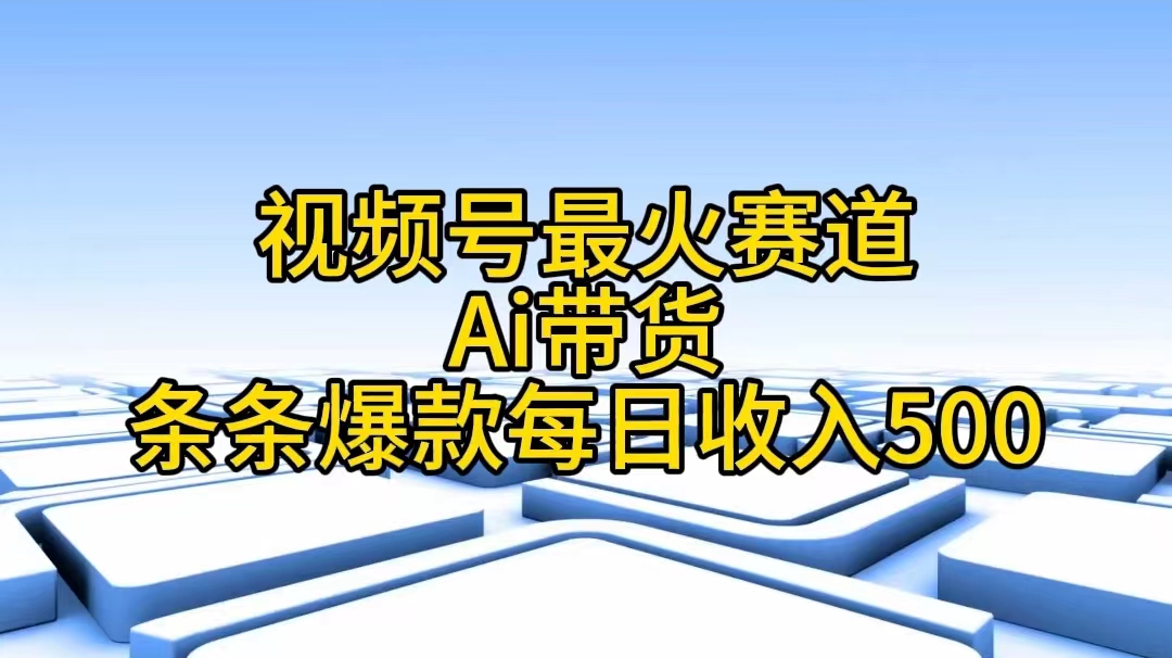 （11038期）视频号最火赛道——Ai带货条条爆款每日收入500-占领资源网