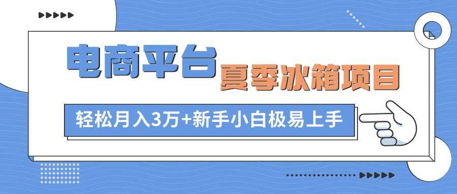 （10934期）电商平台夏季冰箱项目，轻松月入3万+，新手小白极易上手-占领资源网