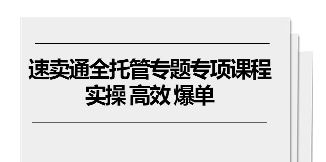 （10917期）速卖通 全托管专题专项课程，实操 高效 爆单（11节课）-占领资源网