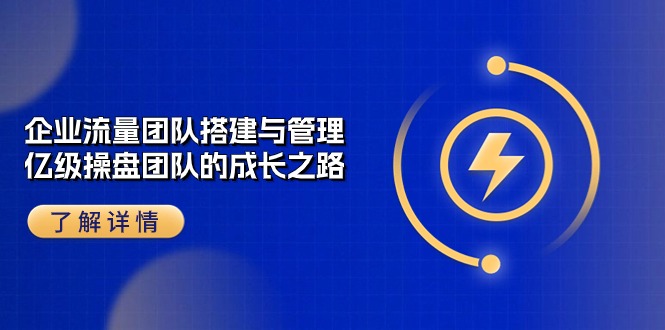 （10837期）企业 流量团队-搭建与管理，亿级 操盘团队的成长之路（28节课）-占领资源网