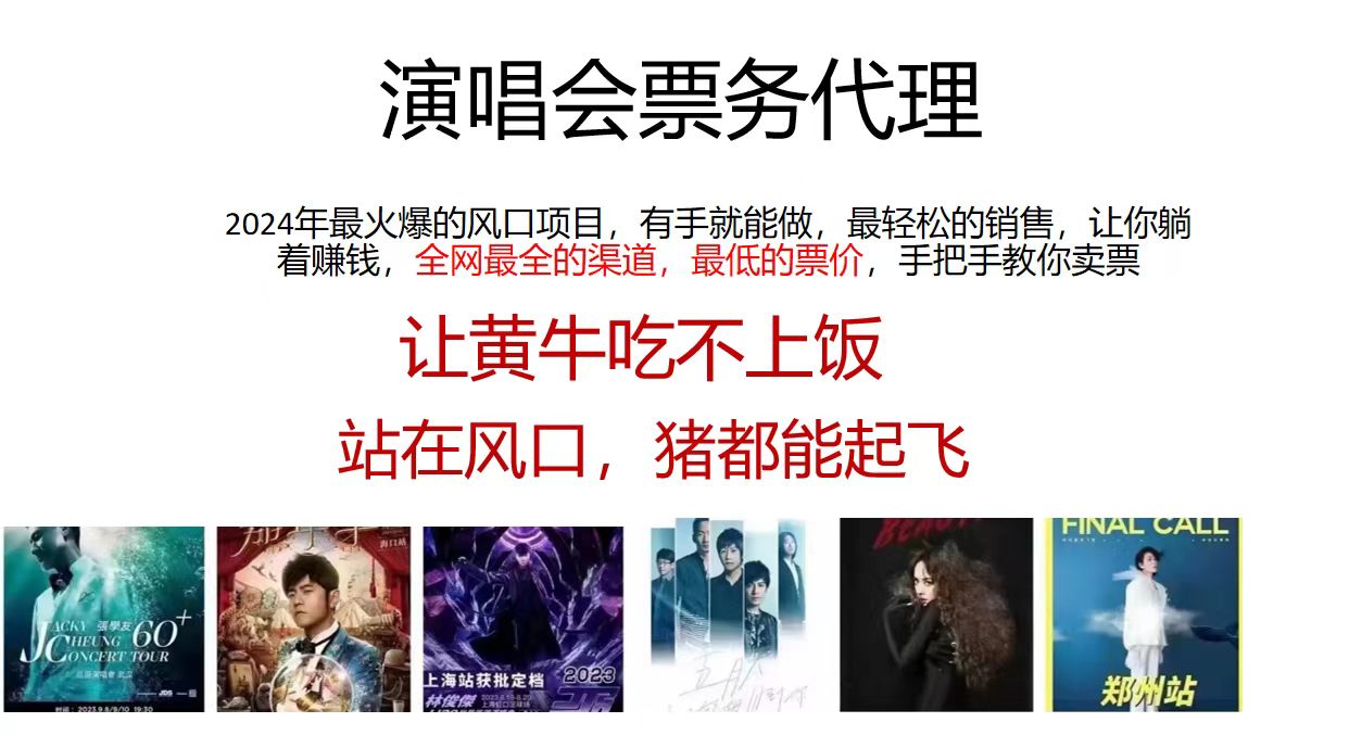 （11272期）演唱会票务代理，2024年最火爆风口项目，全网最低的票价，小白一分钟上…-占领资源网