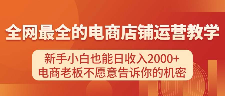 （11266期）电商店铺运营教学，新手小白也能日收入2000+，电商老板不愿意告诉你的机密-占领资源网