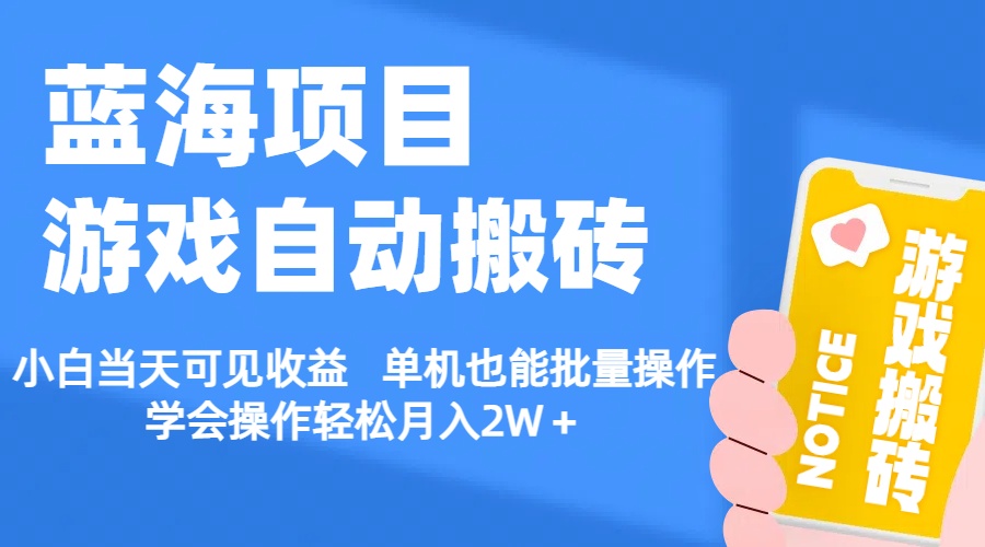 （11265期）【蓝海项目】游戏自动搬砖 小白当天可见收益 单机也能批量操作 学会操…-占领资源网