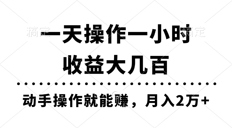 （11263期）一天操作一小时，收益大几百，动手操作就能赚，月入2万+教学-占领资源网