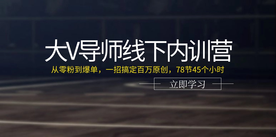 （11261期）大V导师线下内训营：从零粉到爆单，一招搞定百万原创，78节45个小时-占领资源网