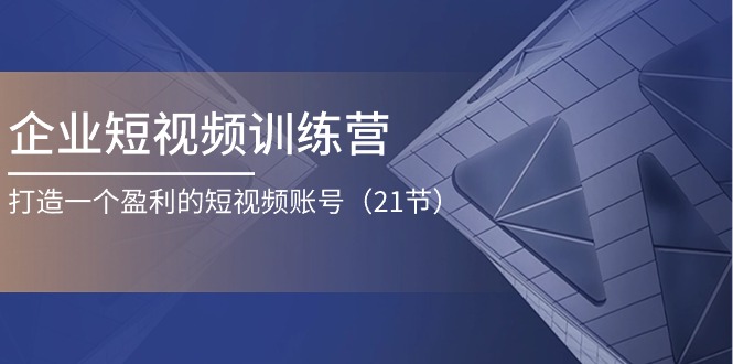 （11278期）企业短视频训练营：打造一个盈利的短视频账号（21节）-占领资源网