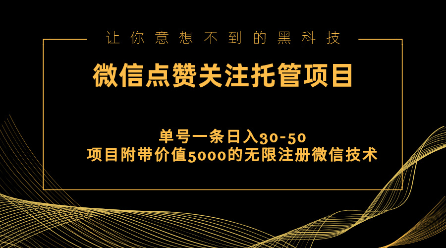 （11177期）视频号托管点赞关注，单微信30-50元，附带价值5000无限注册微信技术-占领资源网