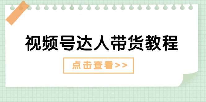 （11162期）视频号达人带货教程：达人剧情打法（长期）+达人带货广告（短期）-占领资源网