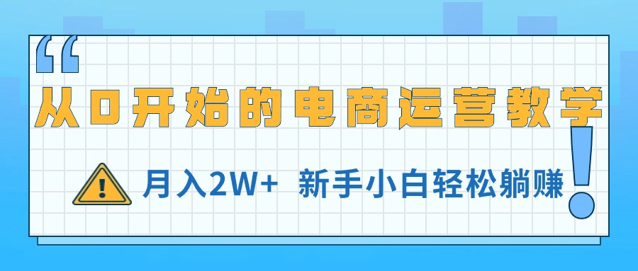 （11081期）从0开始的电商运营教学，月入2W+，新手小白轻松躺赚-占领资源网
