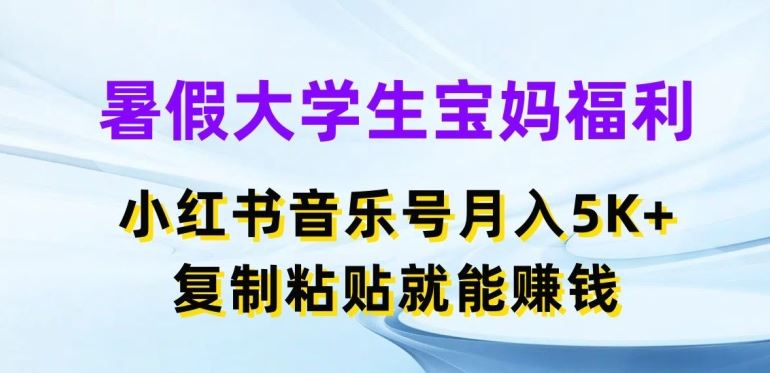 暑假大学生宝妈福利，小红书音乐号月入5000+，复制粘贴就能赚钱【揭秘】-占领资源网