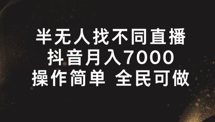 半无人找不同直播，月入7000+，操作简单 全民可做【揭秘】-占领资源网
