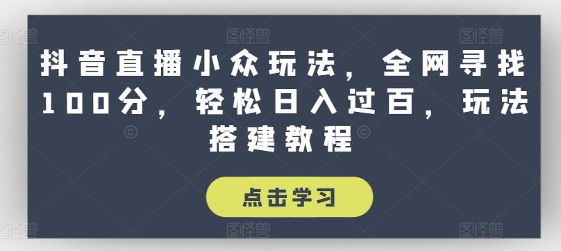 抖音直播小众玩法，全网寻找100分，轻松日入过百，玩法搭建教程【揭秘】-占领资源网
