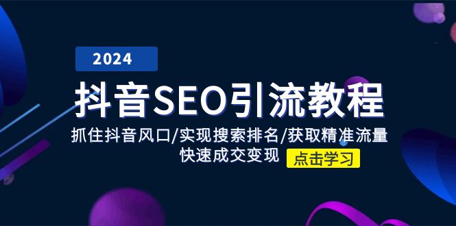 （11352期）抖音 SEO引流教程：抓住抖音风口/实现搜索排名/获取精准流量/快速成交变现-占领资源网