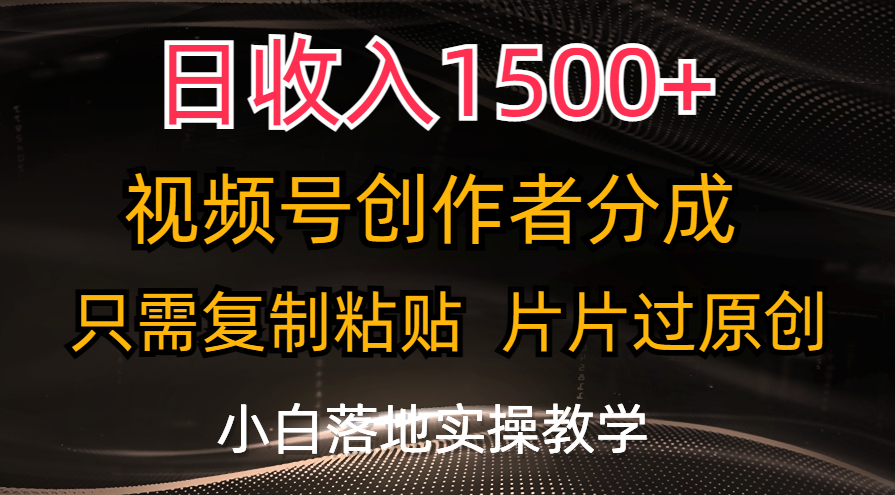 （11339期）日收入1500+，视频号创作者分成，只需复制粘贴，片片过原创，小白也可…-占领资源网