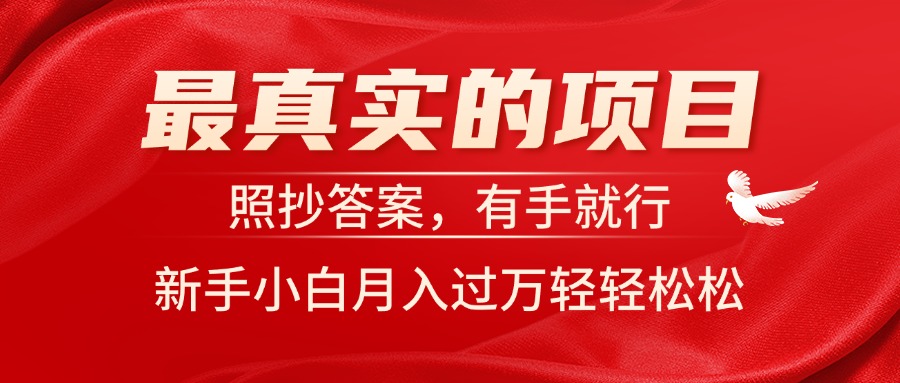 （11362期）最真实的项目，照抄答案，有手就行，新手小白月入过万轻轻松松-占领资源网
