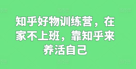 知乎好物训练营，在家不上班，靠知乎来养活自己-占领资源网