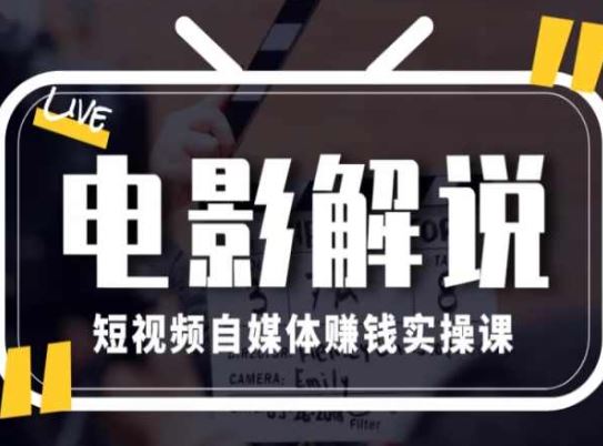 电影解说短视频自媒体赚钱实操课，教你做电影解说短视频，月赚1万-占领资源网