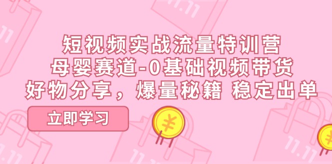 （11373期）短视频实战流量特训营，母婴赛道-0基础带货，好物分享，爆量秘籍 稳定出单-占领资源网