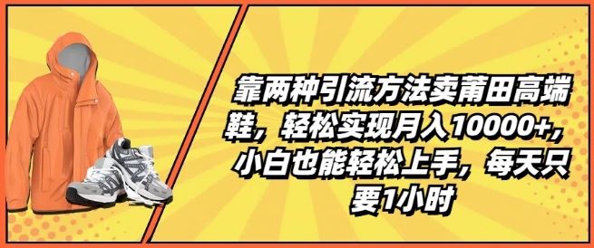 靠两种引流方法卖莆田高端鞋，轻松实现月入1W+，小白也能轻松上手，每天只要1小时【揭秘】-占领资源网