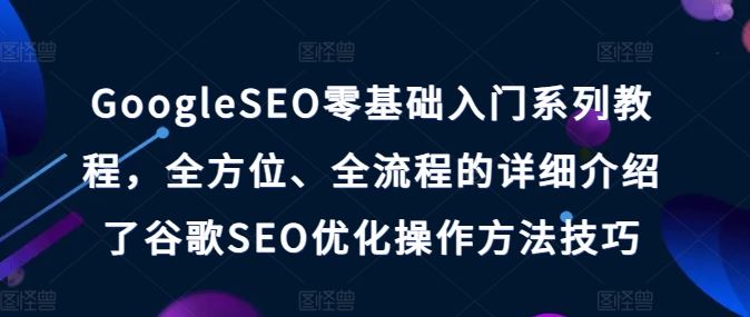 GoogleSEO零基础入门系列教程，全方位、全流程的详细介绍了谷歌SEO优化操作方法技巧-占领资源网