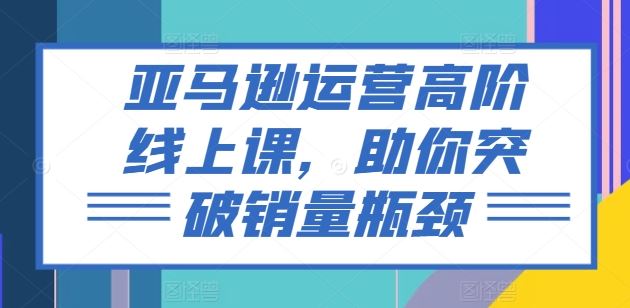 亚马逊运营高阶线上课，助你突破销量瓶颈-占领资源网