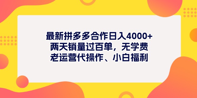 （11410期）最新拼多多项目日入4000+两天销量过百单，无学费、老运营代操作、小白福利-占领资源网
