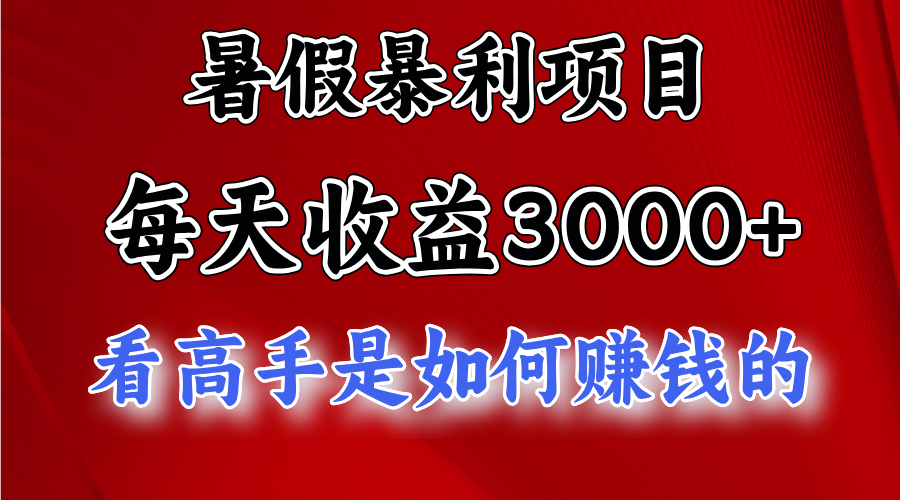 （11422期）暑假暴利项目，每天收益3000+ 努努力能达到5000+，暑假大流量来了-占领资源网