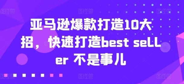 亚马逊爆款打造10大招，快速打造best seller 不是事儿-占领资源网