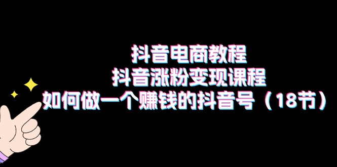 （11436期）抖音电商教程：抖音涨粉变现课程：如何做一个赚钱的抖音号（18节）-占领资源网