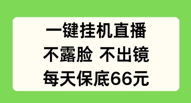 一键挂JI直播，不露脸不出境，每天保底66元【揭秘】-占领资源网