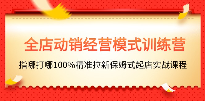 （11460期）全店动销-经营模式训练营，指哪打哪100%精准拉新保姆式起店实战课程-占领资源网