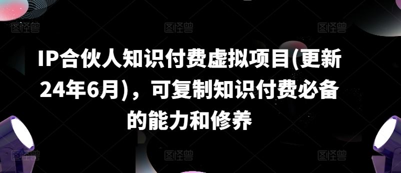 IP合伙人知识付费虚拟项目(更新24年6月)，可复制知识付费必备的能力和修养-占领资源网