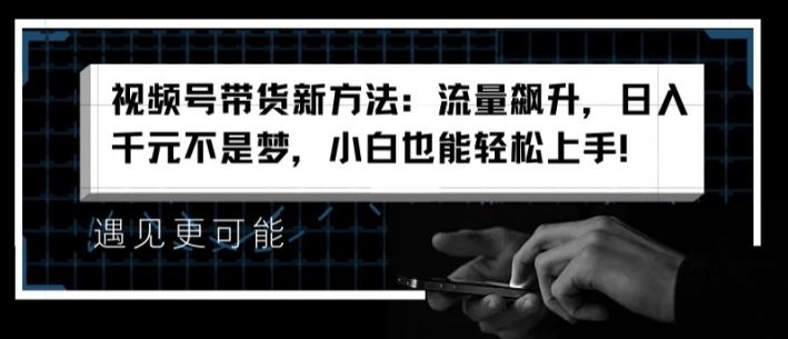 视频号带货新方法：流量飙升，日入千元不是梦，小白也能轻松上手【揭秘】-占领资源网