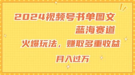 2024视频号书单图文蓝海赛道，火爆玩法，赚取多重收益，小白轻松上手，月入上万【揭秘】-占领资源网