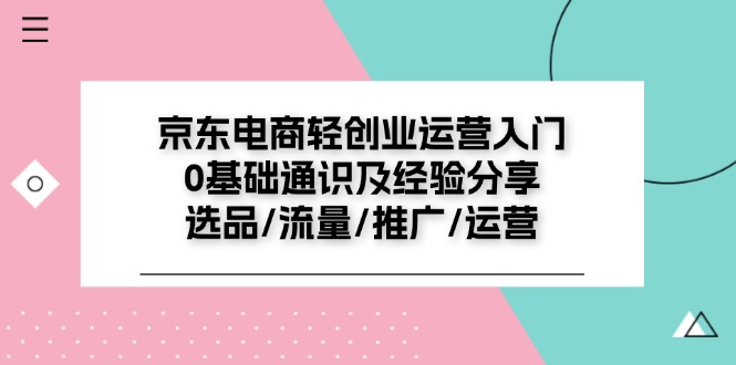 （11569期）京东电商-轻创业运营入门0基础通识及经验分享：选品/流量/推广/运营-占领资源网
