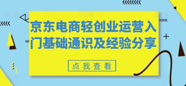 京东电商轻创业运营入门基础通识及经验分享-占领资源网