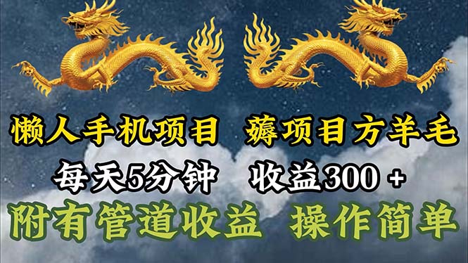 （11600期）懒人手机项目，每天5分钟，每天收益300+，多种方式可扩大收益！-占领资源网