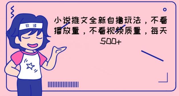 小说推文全新自撸玩法，不看播放量，不看视频质量，每天500+【揭秘】-占领资源网