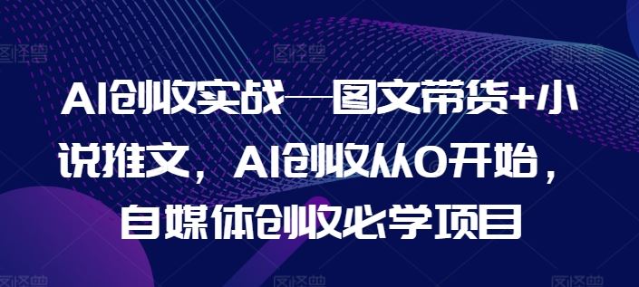 AI创收实战—图文带货+小说推文，AI创收从0开始，自媒体创收必学项目-占领资源网